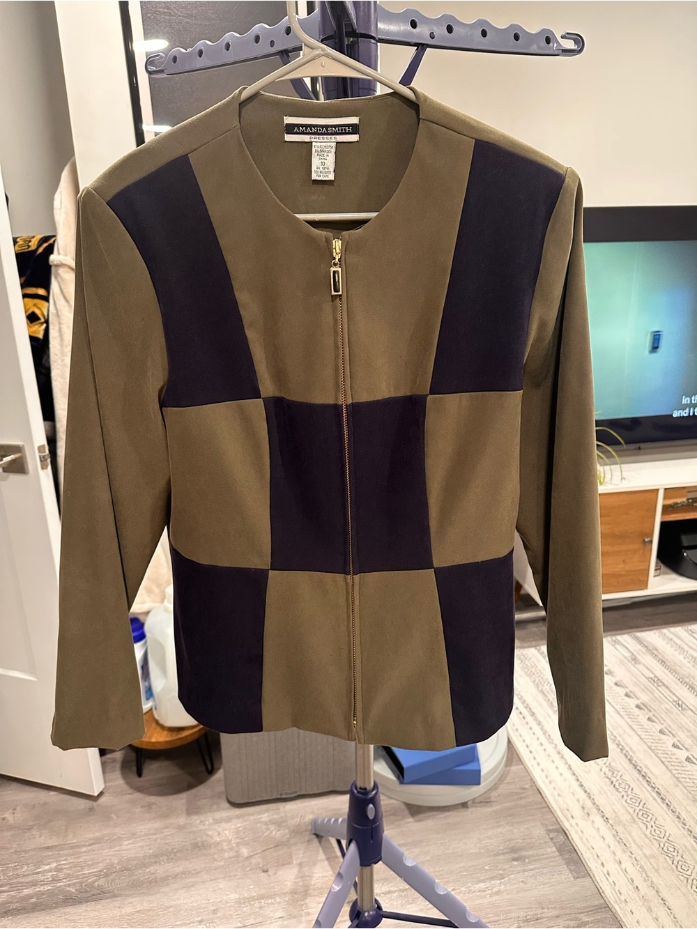 Amanda Smith Vintage 90s Checker Zip-Front Jacket
